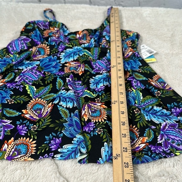 Swim Solutions Tankini Top Swimsuit size 8 Boho Paisley V Neck Underwire NEW - Picture 11 of 16